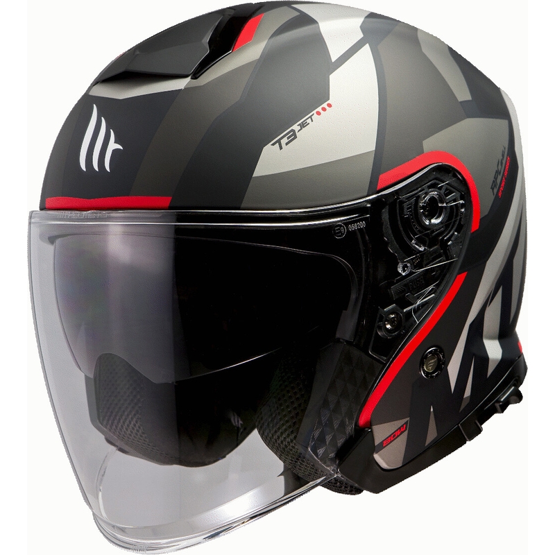 Otevřená přilba na motorku MT Thunder 3 SV Bow černo-šedo-červená