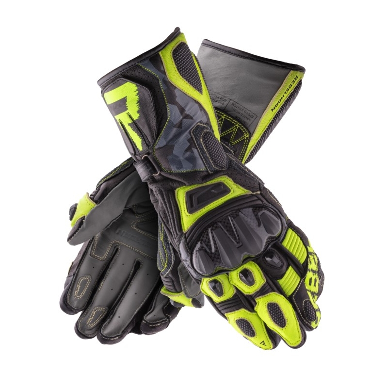 Motocikla cimdi Rebelhorn Rebel black-camo-fluo yellow izpārdošana