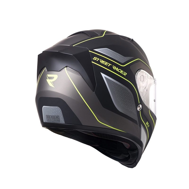 Integrālā moto ķivere Street Racer SR I1 melns-pelēks fluo dzeltens - II klase