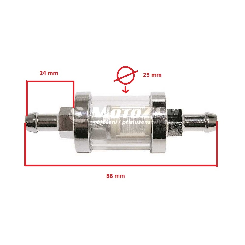 Degvielas filtrs hroms 8 mm