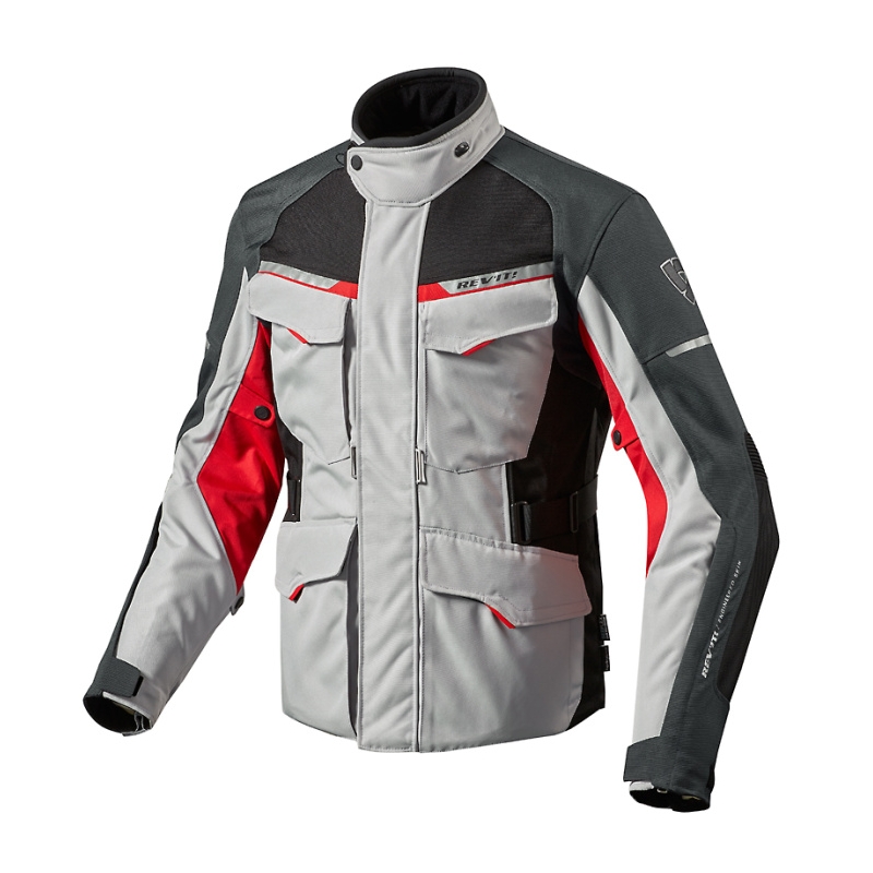 Moto bunda Revit Outback 2 stříbrno-červená výprodej