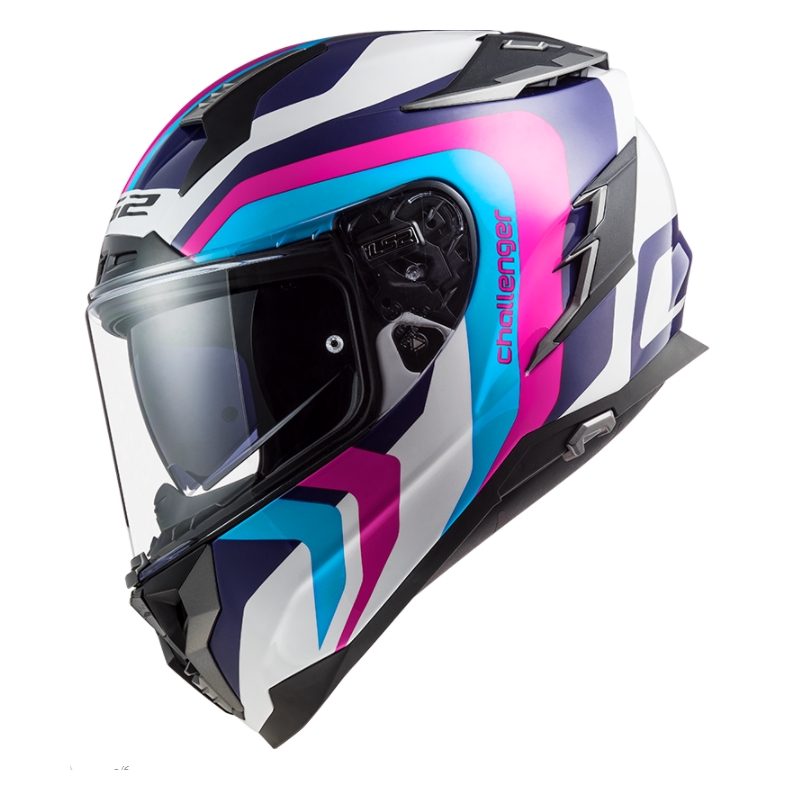 Integrální přilba na motorku LS2 FF327 Challenger Galactic bílo-modro-růžová výprodej