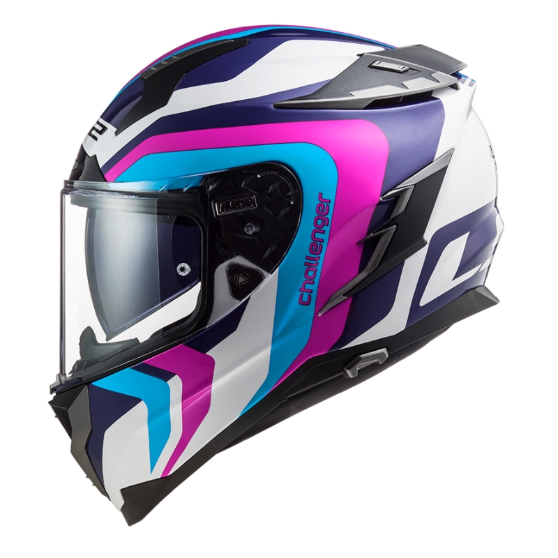 Integrální přilba na motorku LS2 FF327 Challenger Galactic bílo-modro-růžová výprodej