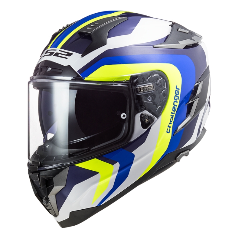 Integrální přilba na motorku LS2 FF327 Challenger Galactic modro-bílo-fluo žlutá výprodej