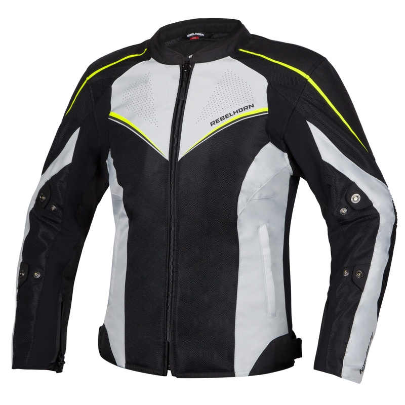 Sieviešu Rebelhorn Hiflow IV Black-Silver-Fluo Yellow motocikla jaka izpārdošana