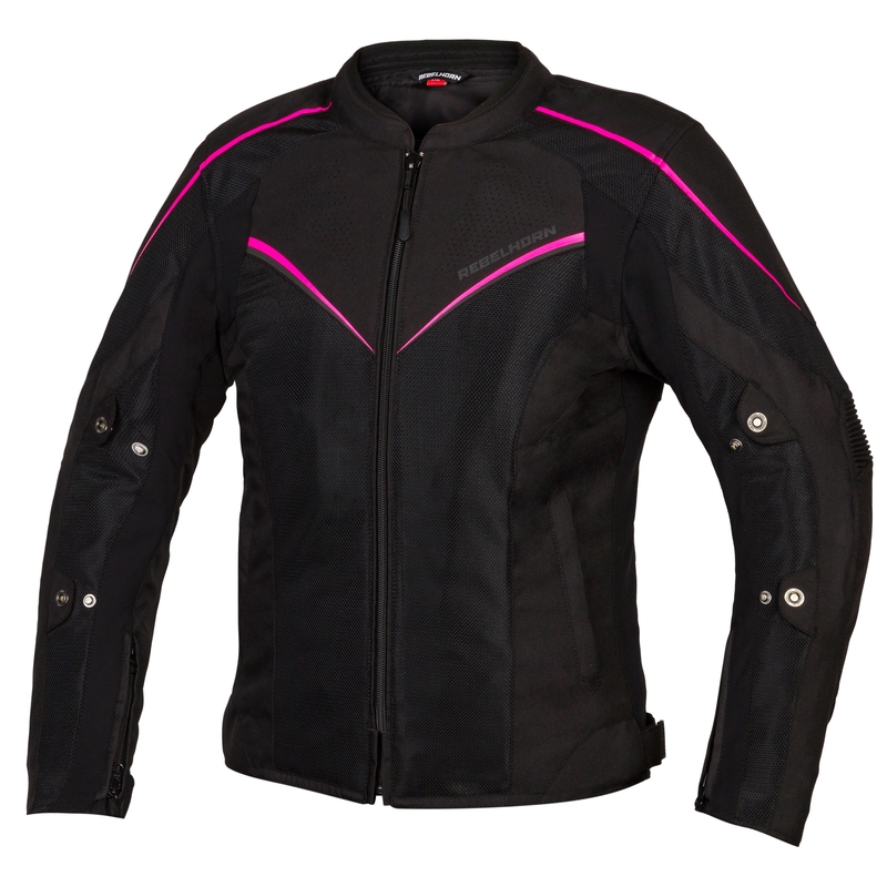 Sieviešu Rebelhorn Hiflow IV Black-Fluo Pink motocikla jaka izpārdošana