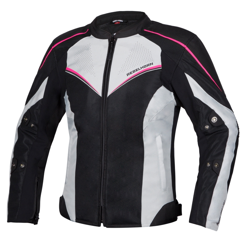 Sieviešu Rebelhorn Hiflow IV Black-Silver-Pink motocikla jaka izpārdošana