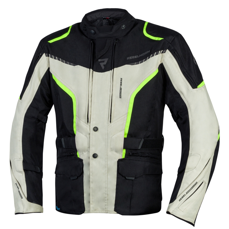 Bunda na motorku Rebelhorn Hiker III černo-šedo-fluo žlutá výprodej