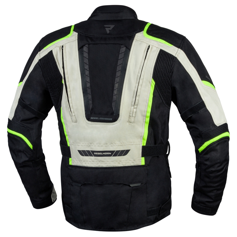 Bunda na motorku Rebelhorn Hiker III černo-šedo-fluo žlutá výprodej