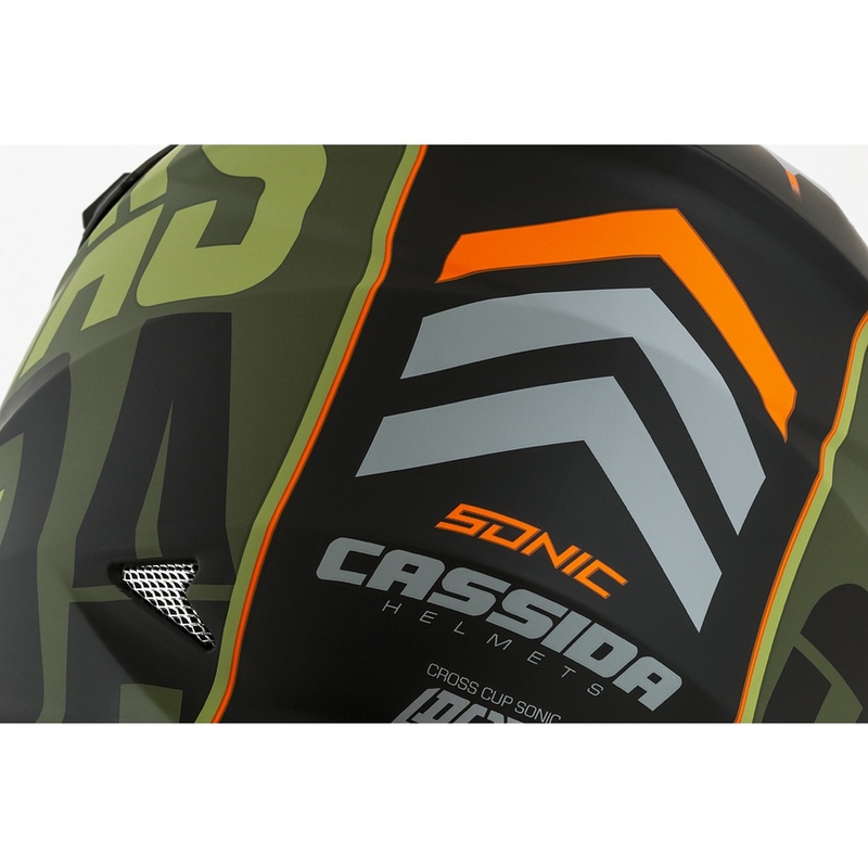 Motokrosová přilba Cassida Cross Cup Sonic oranžovo-zelená matná