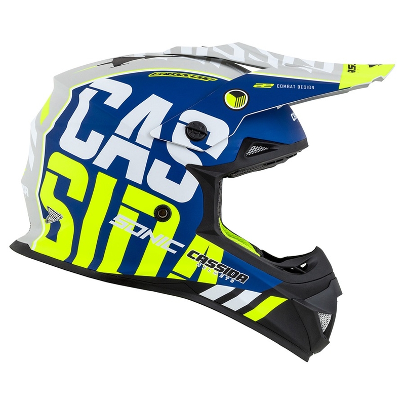 Motokrosa ķivere Cassida Cross Cup Sonic fluo dzeltens-zils matēts
