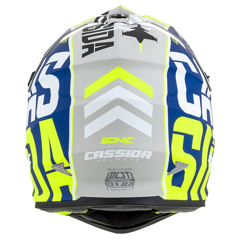 Motokrosa ķivere Cassida Cross Cup Sonic fluo dzeltens-zils matēts