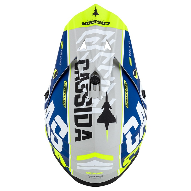 Motokrosa ķivere Cassida Cross Cup Sonic fluo dzeltens-zils matēts