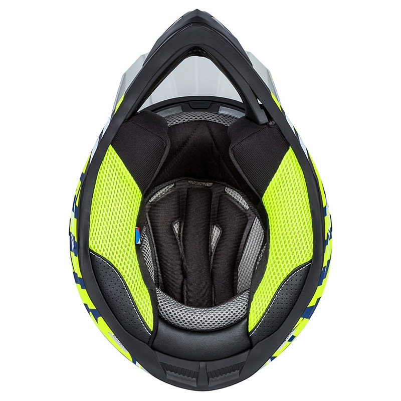 Motokrosa ķivere Cassida Cross Cup Sonic fluo dzeltens-zils matēts