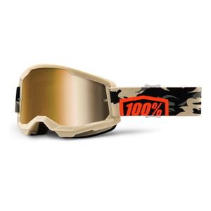 Motokrosa brilles 100% STRATA 2 Kombat - True beige (zelta pleksi)