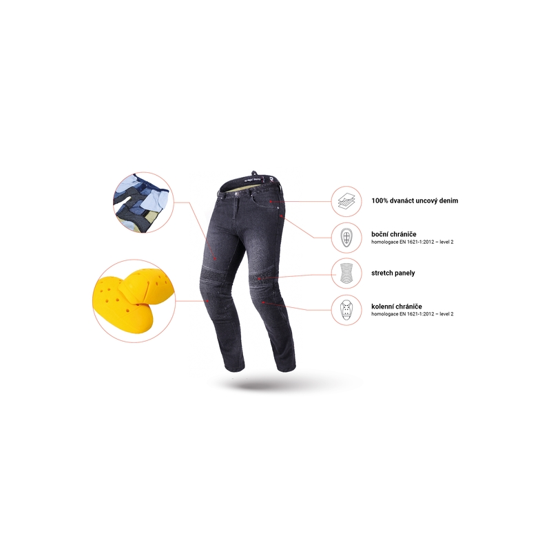 Apcirptas motocikla džinsi Street Racer Spike II CE Black