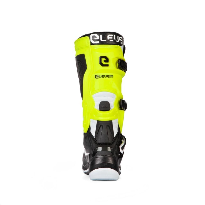 Eleveit X-Legend melni-fluo dzelteni-balti motocikla zābaki izpārdošana
