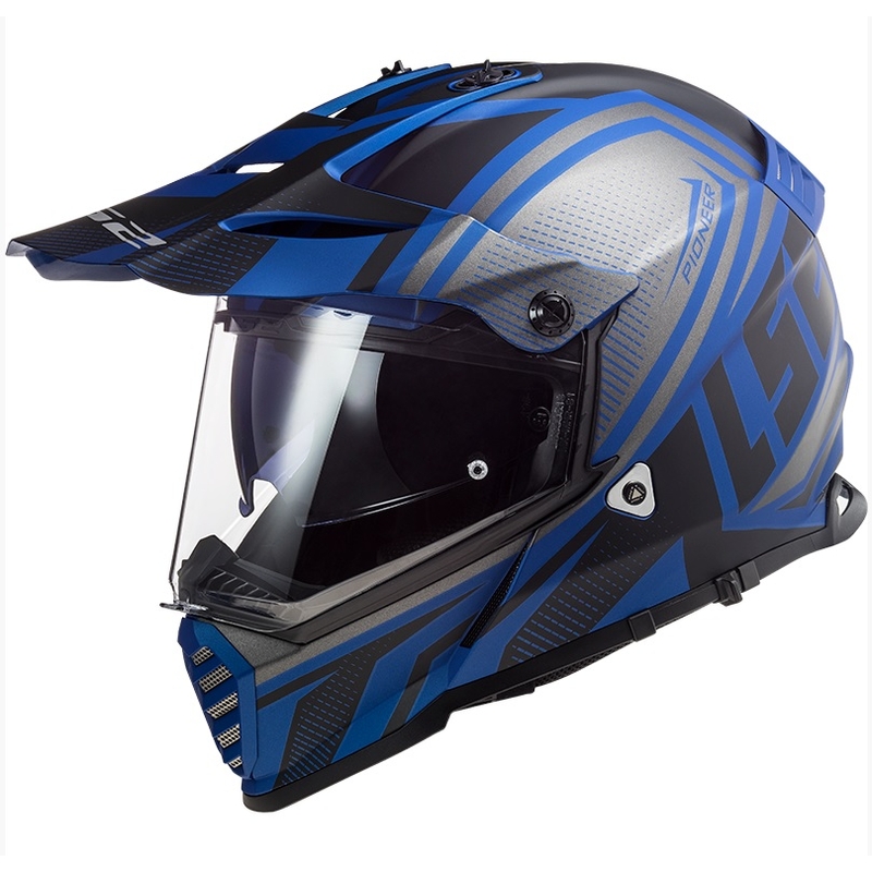 Enduro přilba LS2 MX436 Pioneer EVO Master černo-stříbrno-modrá