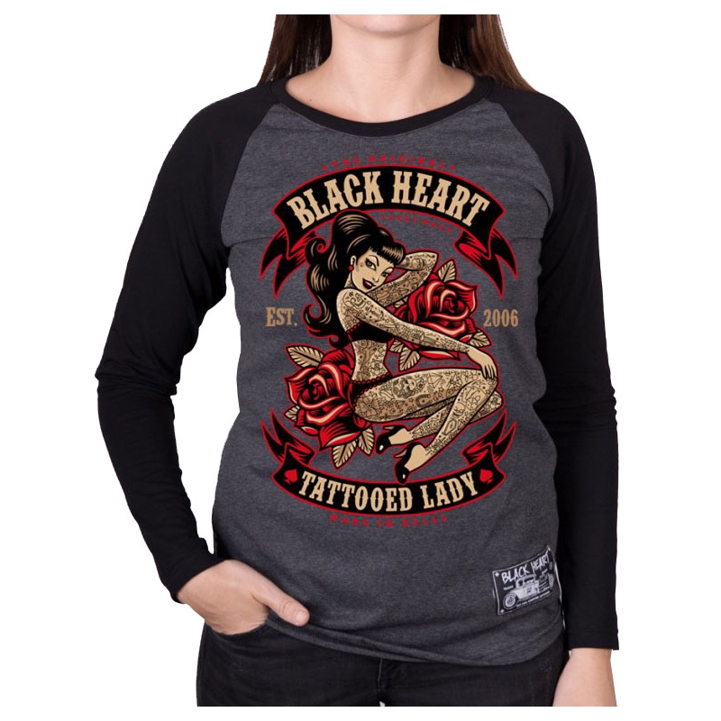 Dámské triko Black Heart Tattooed Lady černo-šedé