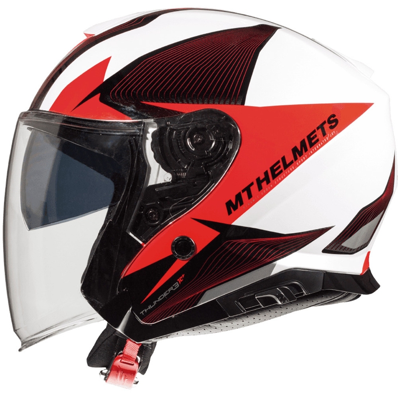 Otevřená přilba na motorku MT Thunder 3 SV Wing černo-bílo-červená - II. jakost