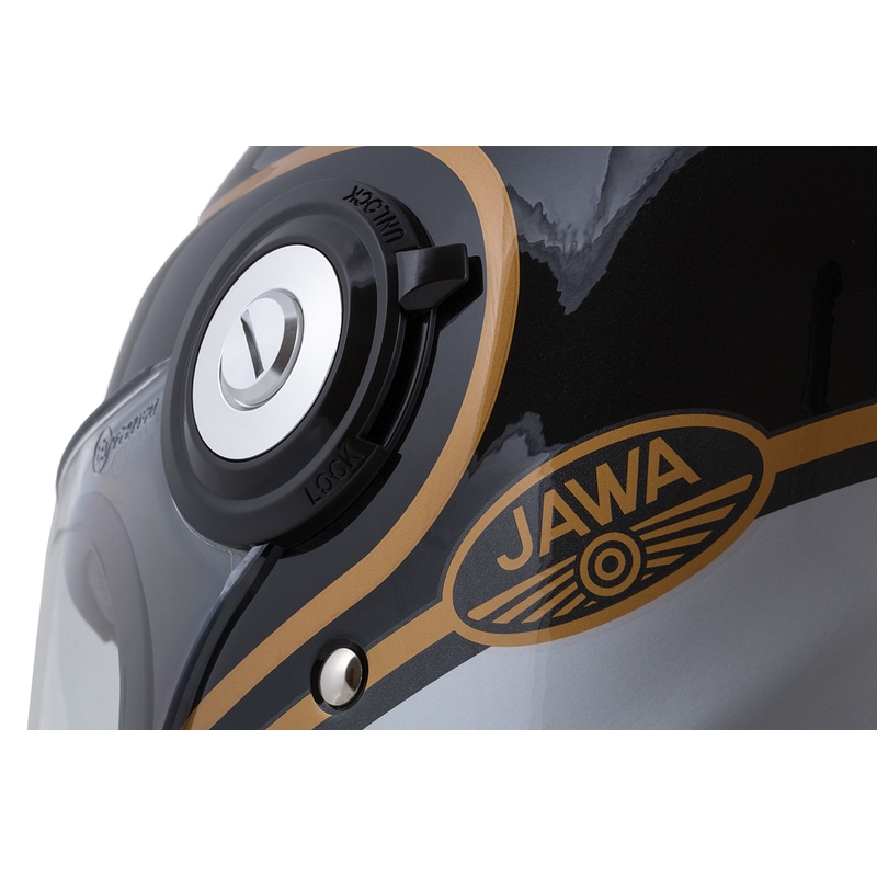 Integrēta moto ķivere Cassida Fibre Jawa Sport melna-sudraba-zeltena