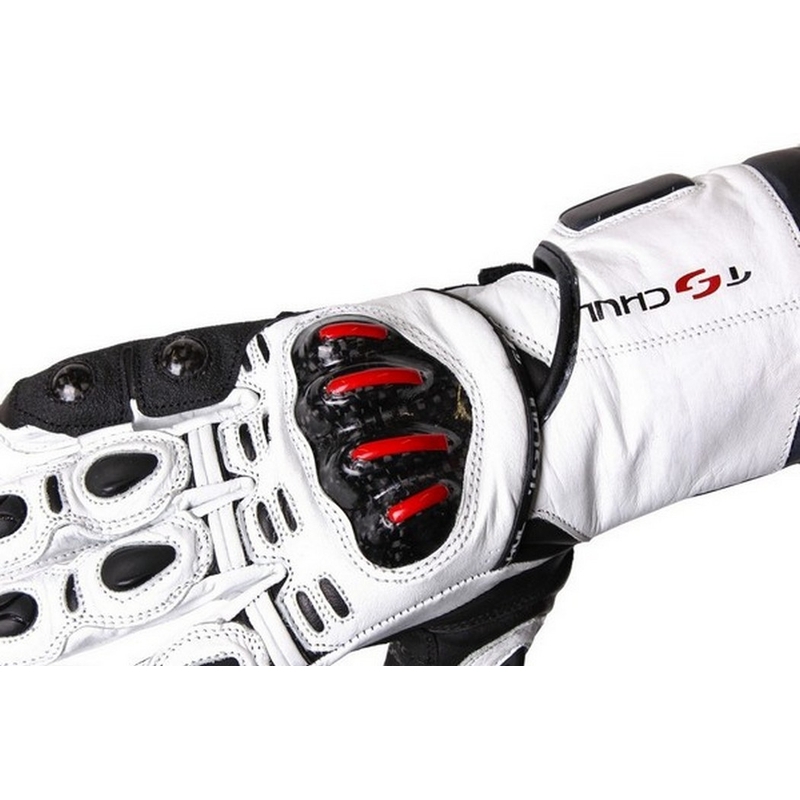 Rukavice na motorku Tschul 270 bílo-černé výprodej