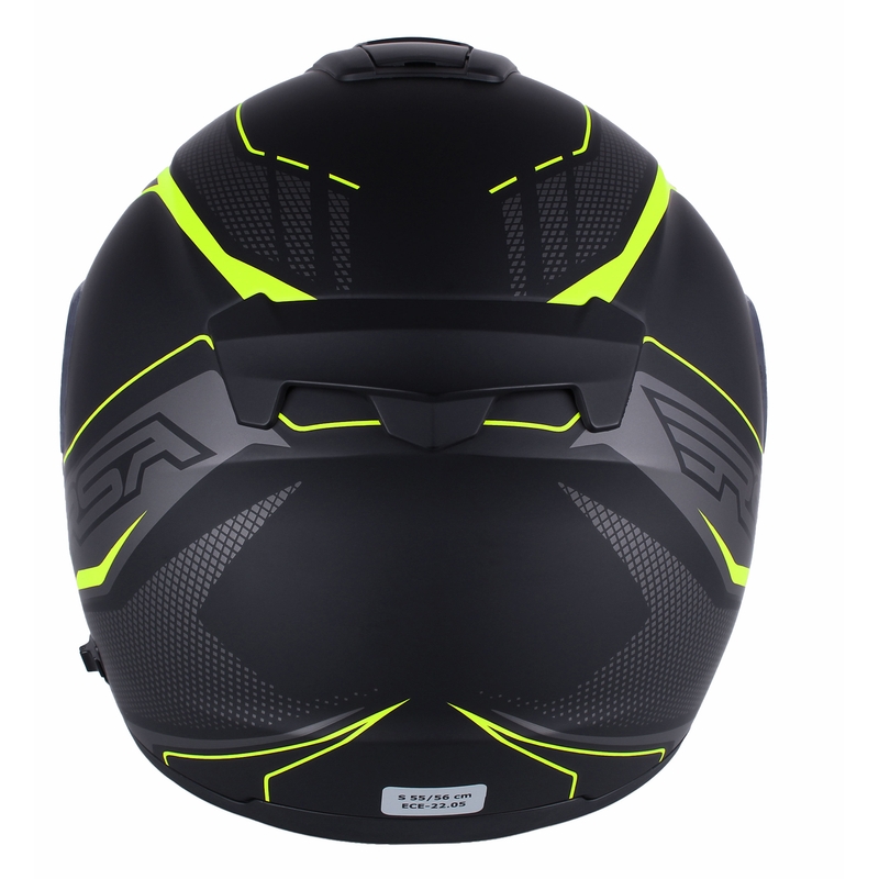 RSA Rival melni pelēka-fluo dzeltena uz augšu pacelta motocikla ķivere