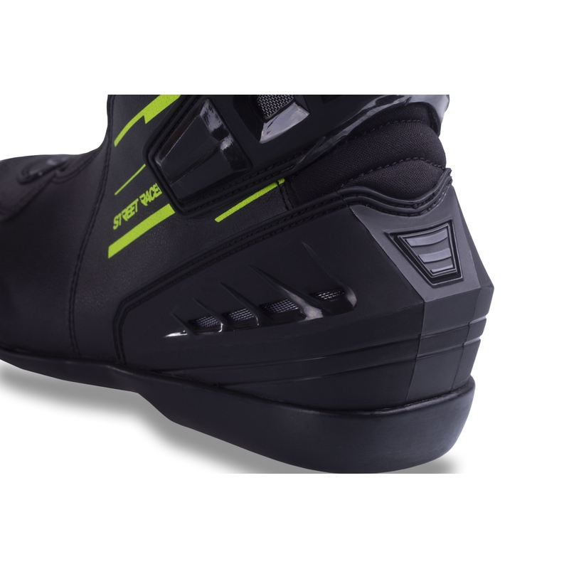 Street Racer Grid Black-Fluo Yellow Motociklu zābaki
