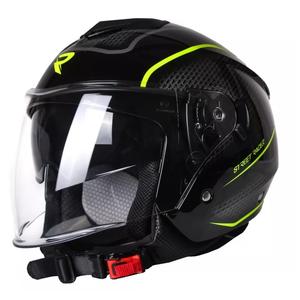 Atvērt motocikla ķivere Street Racer Pilot melnā un dzeltenā krāsā