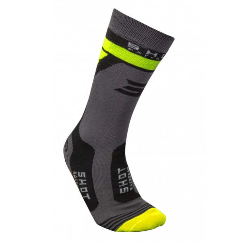 Zeķes Shot Race 2.0 pelēkas-fluo dzeltenas