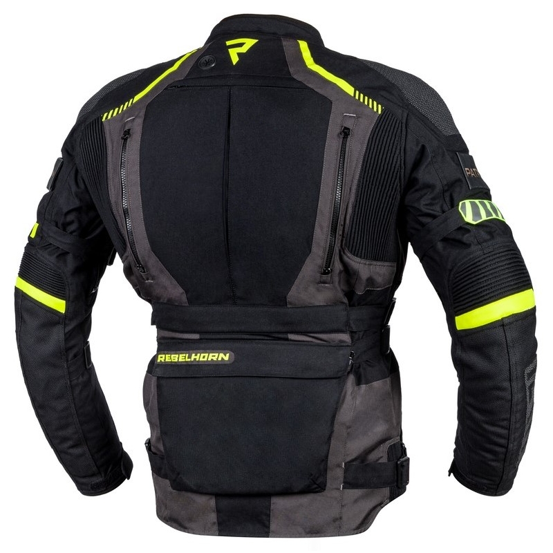 Rebelhorn Patrol melns-pelēks-fluo dzeltens motocikla jaka