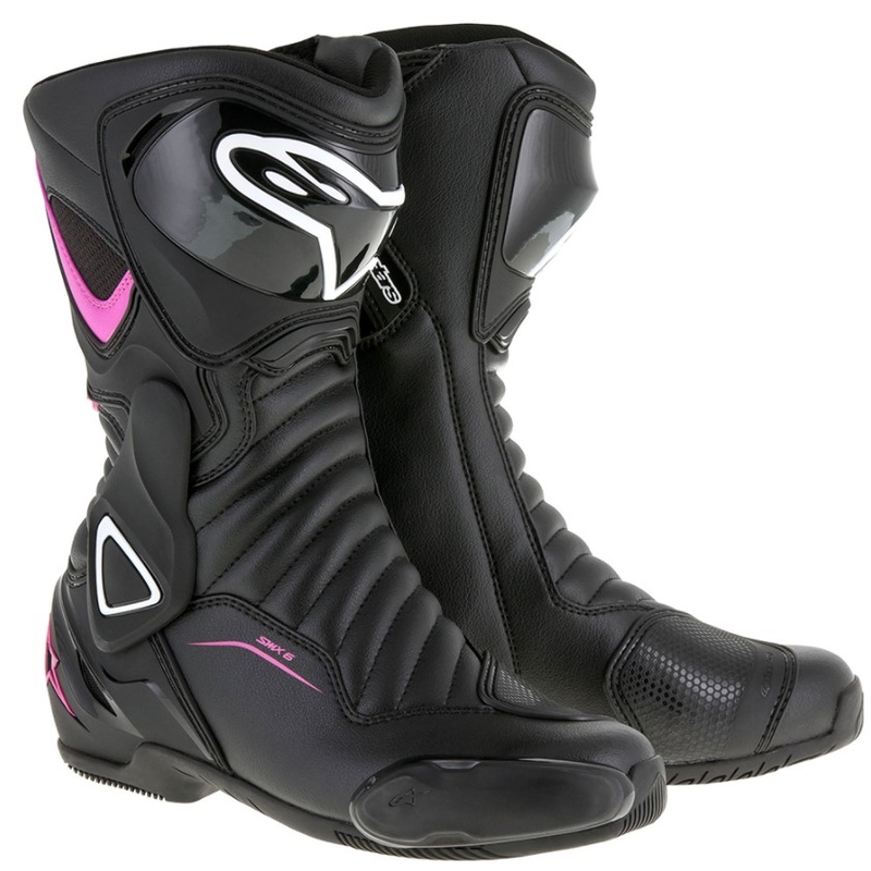 Alpinestars Stella S-MX 6 sieviešu motociklu zābaki melnā, violetā un baltā krāsā