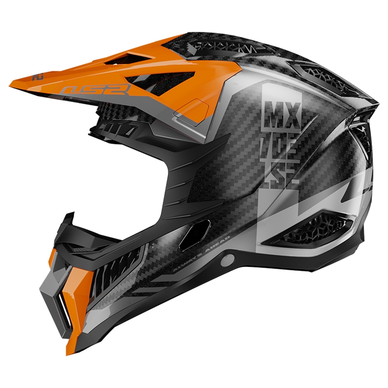 Motokrosa ķivere LS2 MX703 X-Force Victory Titanium melni oranžā krāsā