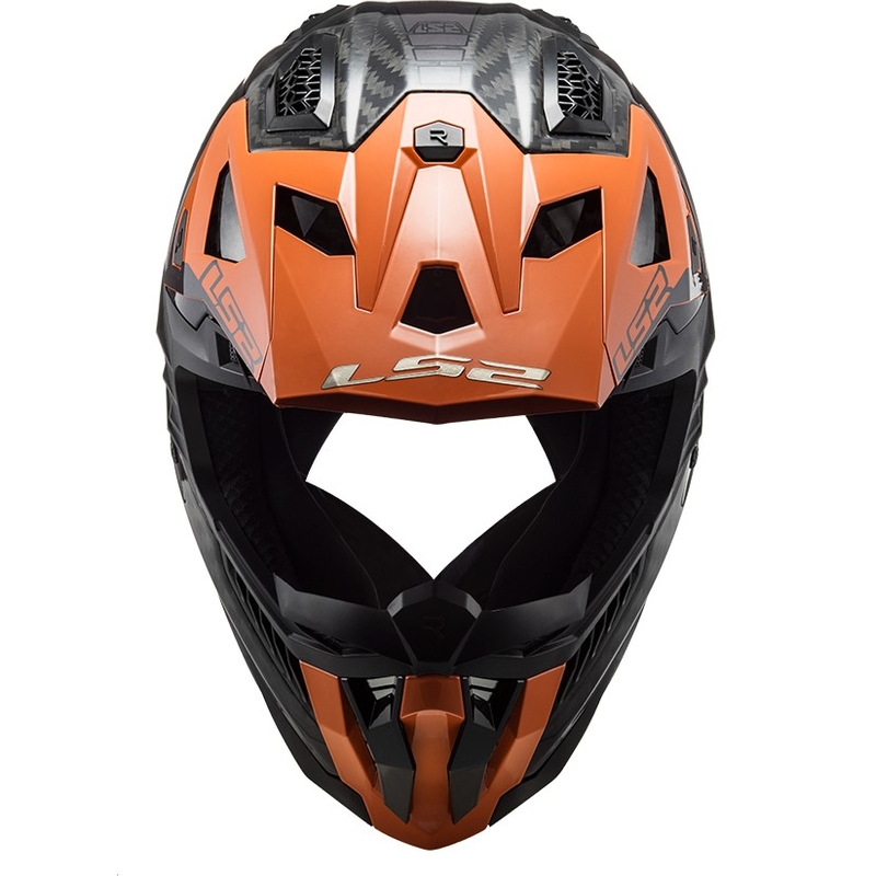 Motokrosa ķivere LS2 MX703 X-Force Victory Titanium melni oranžā krāsā