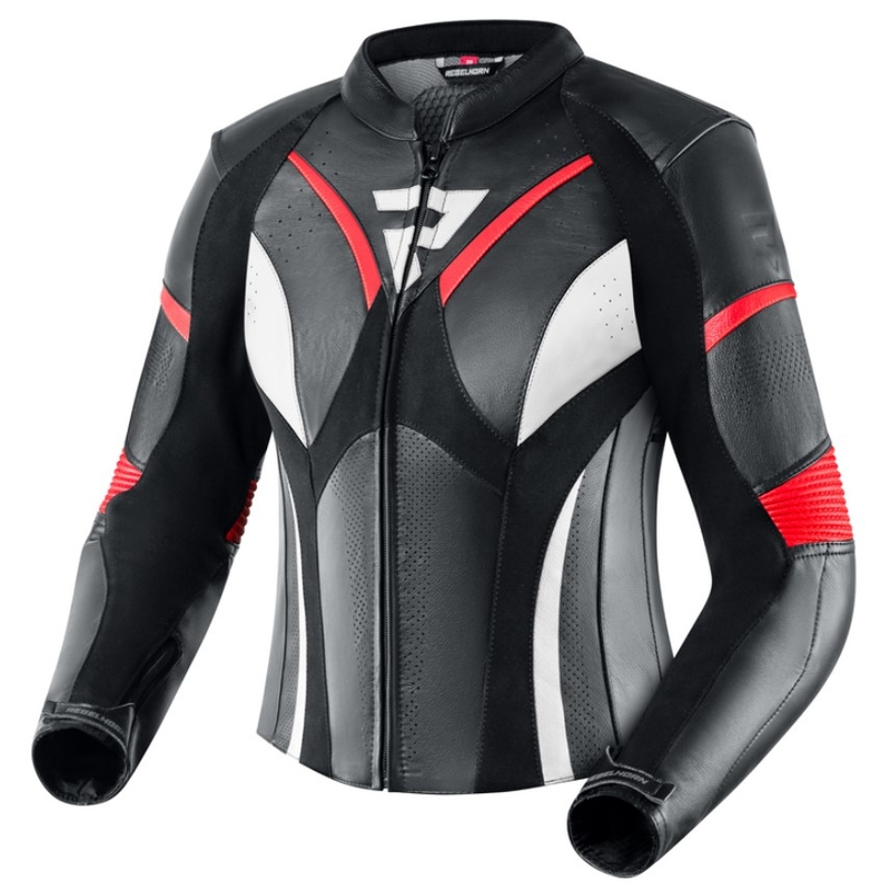 Sieviešu motocikla jaka Rebelhorn Rebel Black-White-Fluo Red motocikla jaka