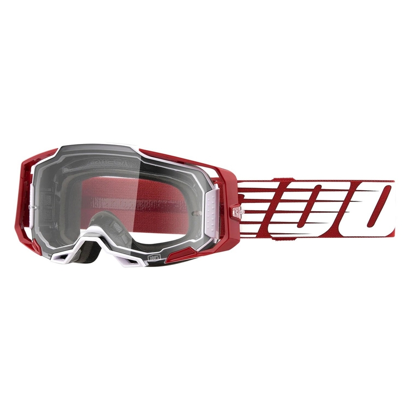 Motokrosa brilles 100% ARMEGA Oversized Deep red (caurspīdīgs pleksi)