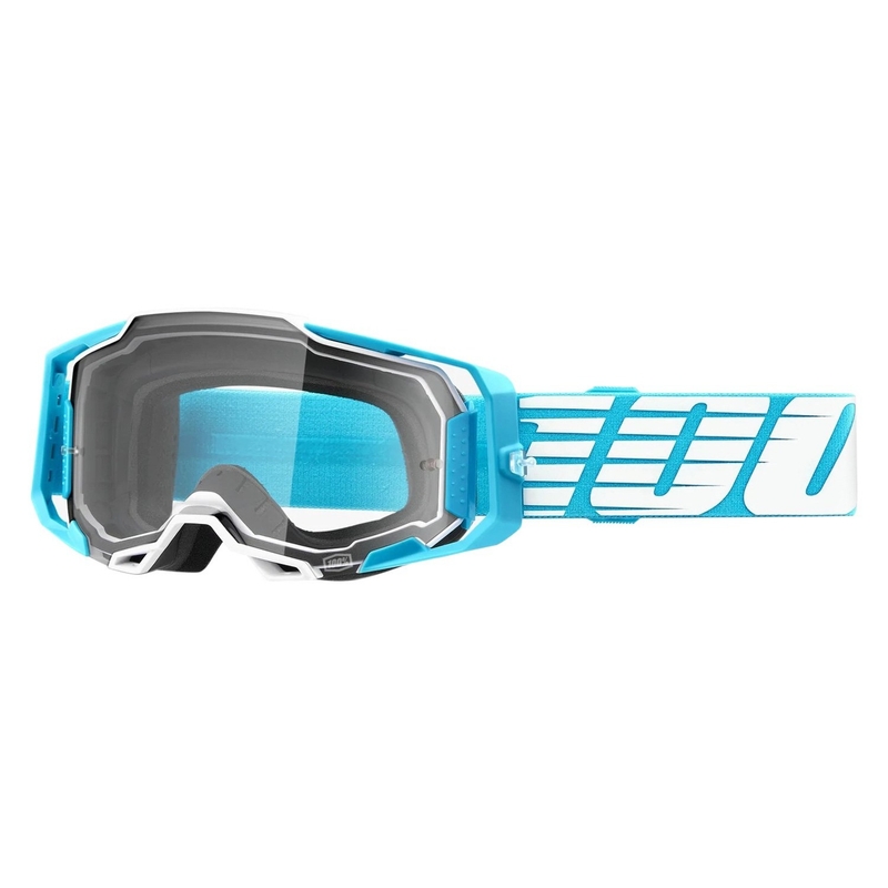 Motokrosa brilles 100% ARMEGA Oversized Sky turquoise (caurspīdīgs pleksi)