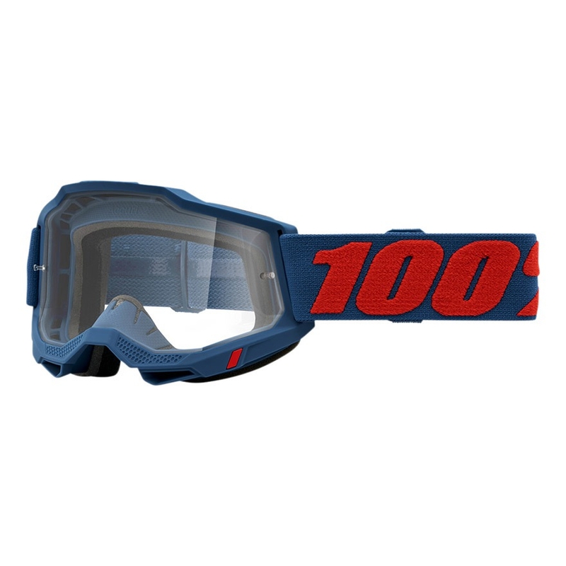 Motokrosa brilles 100% ACCURI 2 Odeon sarkani-zilas (caurspīdīgs pleksi)