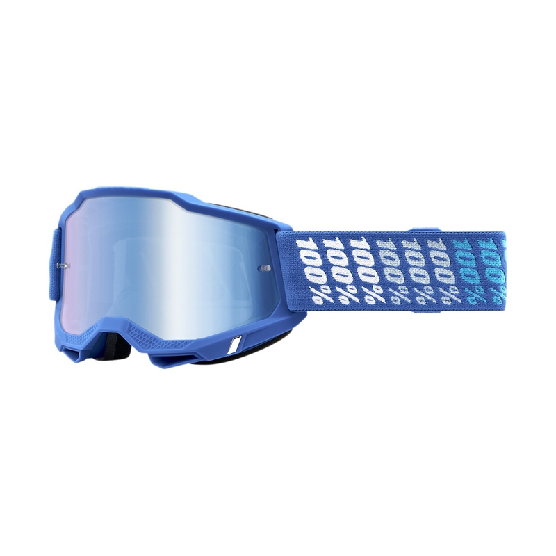Motokrosa brilles 100% ACCURI 2 Yarger baltas un zilas (zils pleksi)