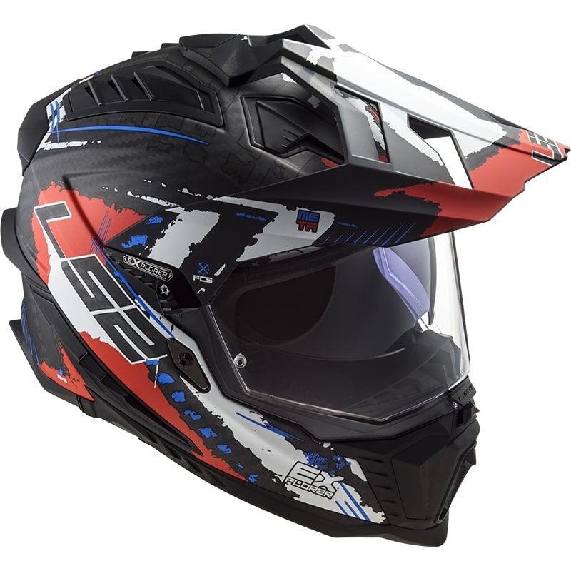 Enduro ķivere LS2 MX701 Explorer C Extend melns-zils-sarkans