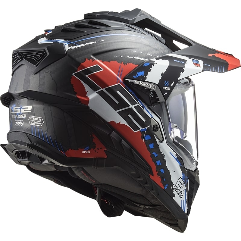 Enduro ķivere LS2 MX701 Explorer C Extend melns-zils-sarkans