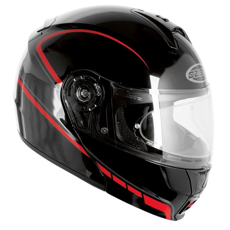 Vyklápěcí přilba na motorku Ozone FP-01 - černo/červená + Pinlock výprodej