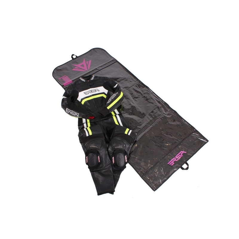 Sieviešu RSA Virus melns-balts-fluo dzeltens motocikla kombinezons izpārdošana