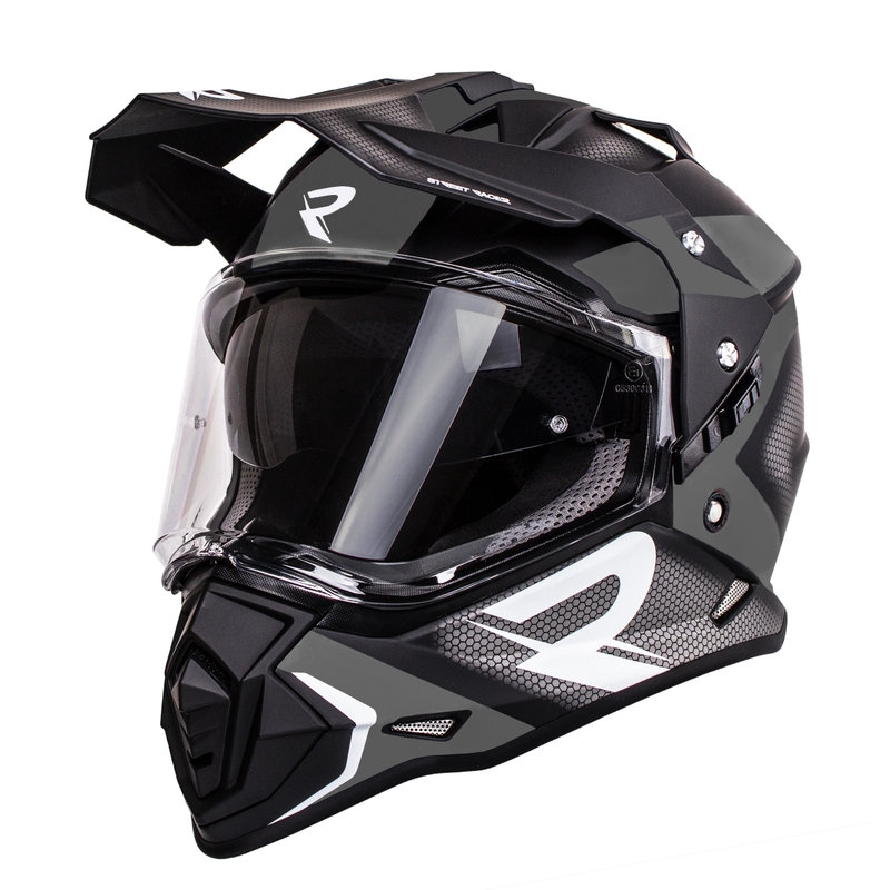 Enduro ķivere Street Racer Tracker melns-pelēks