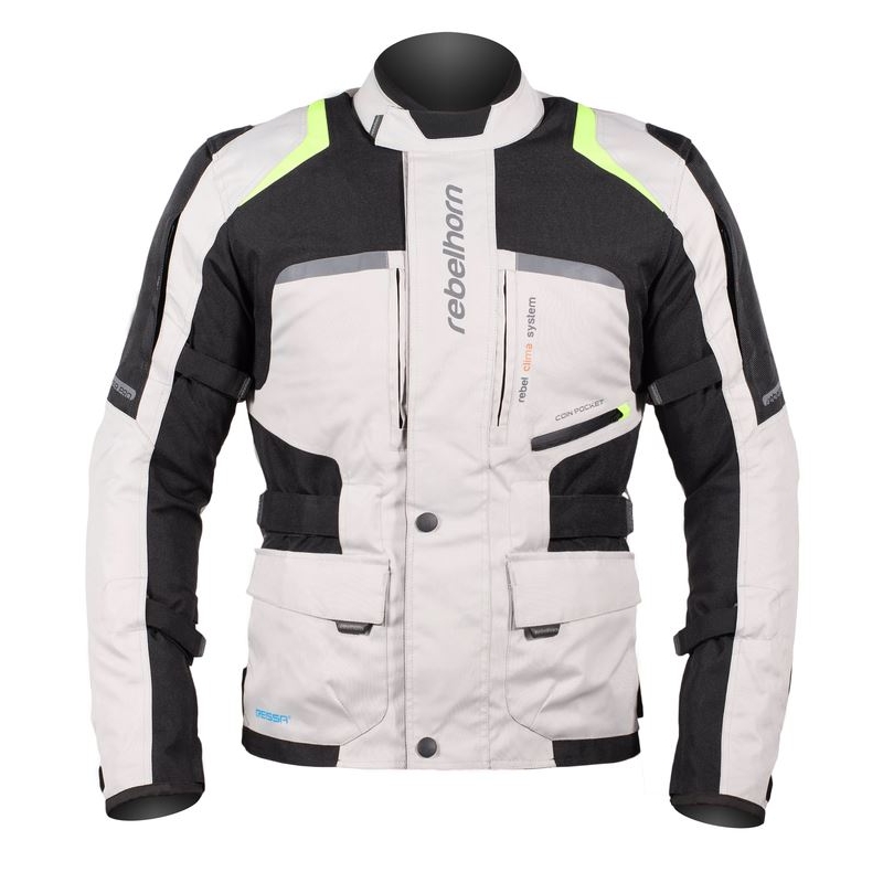 Moto bunda Rebelhorn Hiker Pro šedo-černo-fluo žlutá