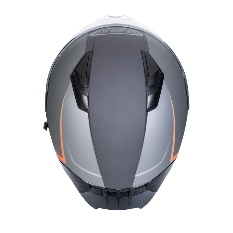 Integrální přilba na motorku Ozone Sprint Stripe černo-šedo-fluo červená