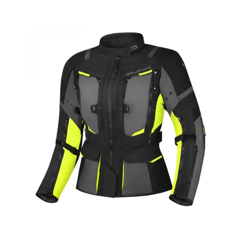 Sieviešu motocikla jaka Shima Hero 2.0 Black-Gray-Fluo Yellow Motocikla jaka sievietēm