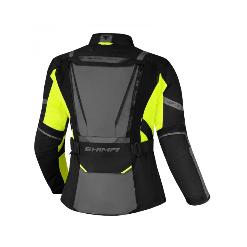 Sieviešu motocikla jaka Shima Hero 2.0 Black-Gray-Fluo Yellow Motocikla jaka sievietēm