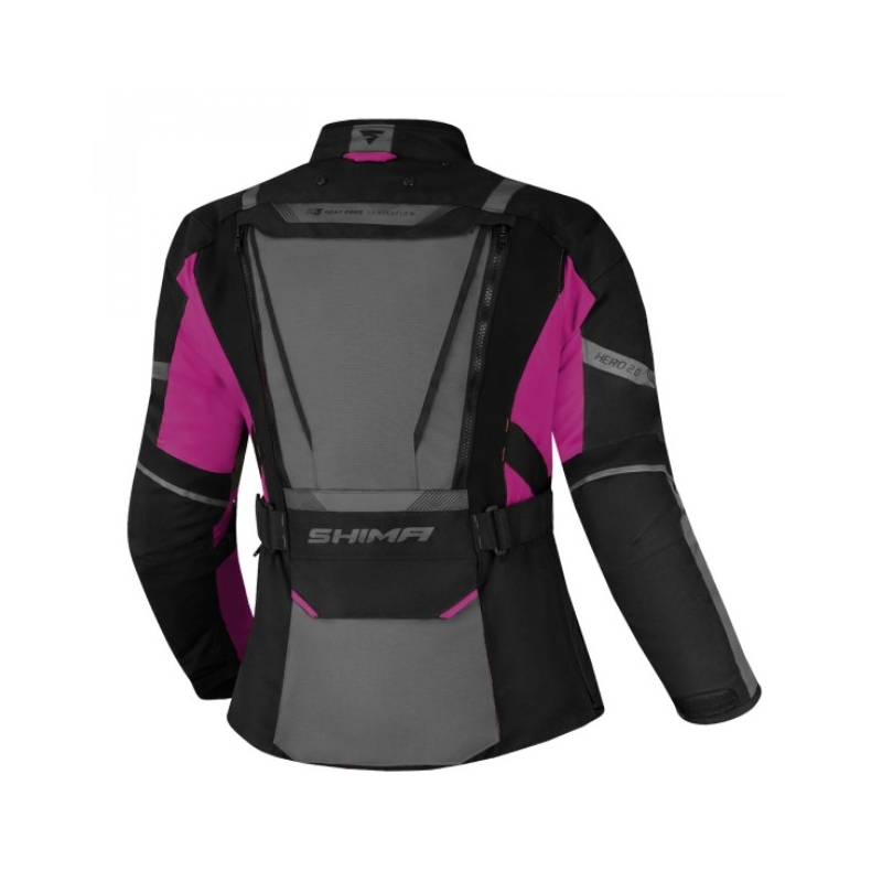 Shima Hero 2.0 Sieviešu motocikla jaka Black-Grey-Pink