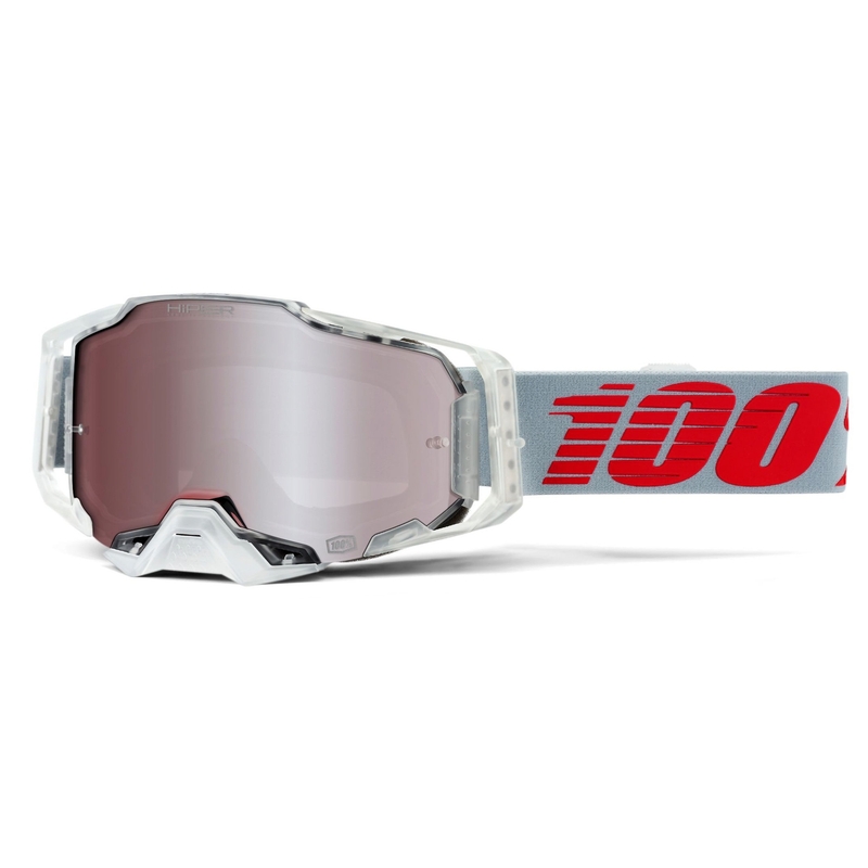 Motokrosa brilles 100% ARMEGA X-Ray-Hiper silver pleksi